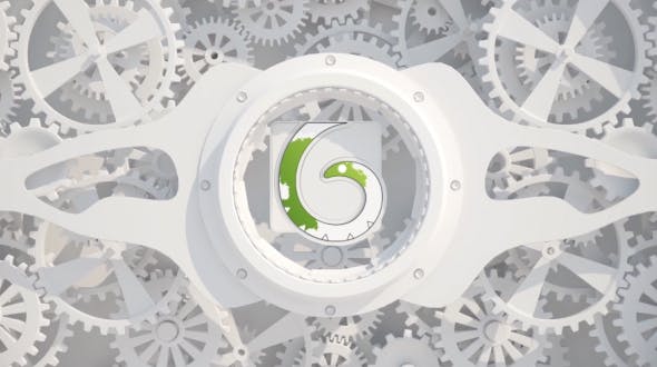 AE模板-白色滚动齿轮LOGO标志展示片头 White Gears Logo-1