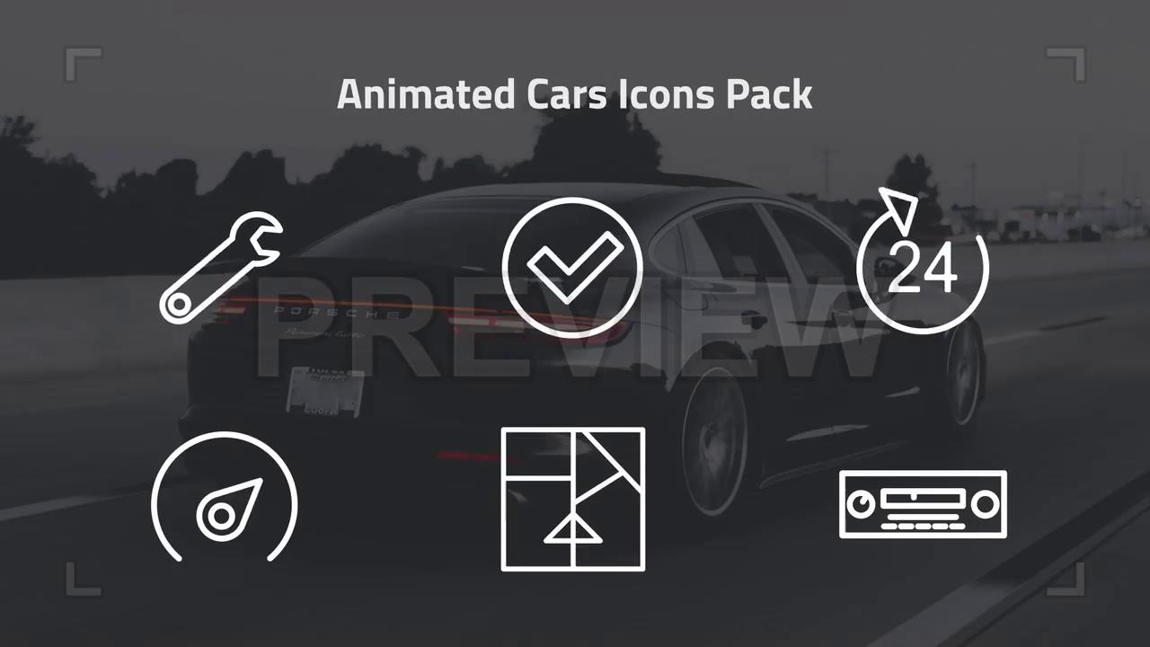 67个交通汽车有关的Icons线条图标动画视频素材 有透明通道-2