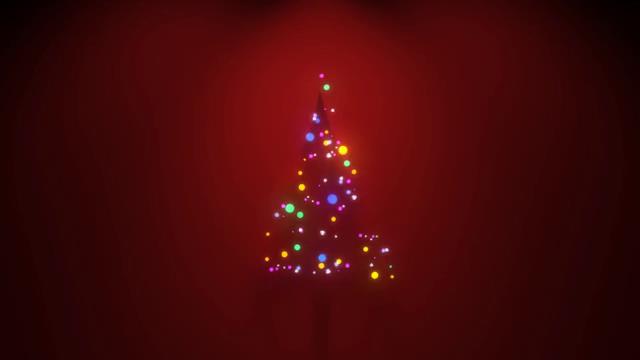 闪烁着音乐彩灯的圣诞树和美好的文字祝福-1
