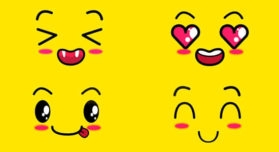 18个可爱卡通综艺贴图笑脸面部表情动画视频素材，含透明...-1