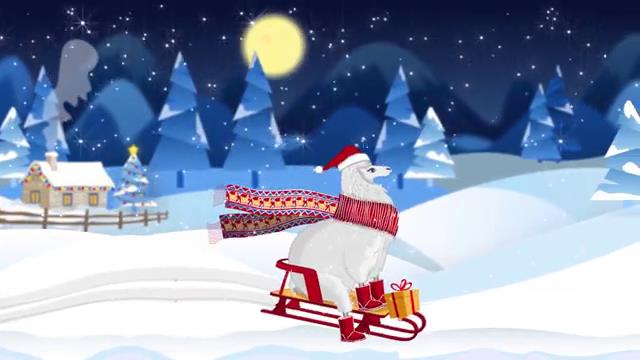 卡通风格圣诞节贺卡小动画，3版入-3