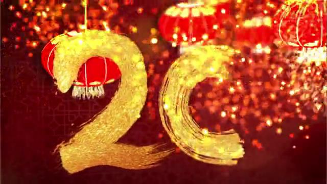 绚丽烟花和大红灯笼揭示出的中国新年祝福开场-2