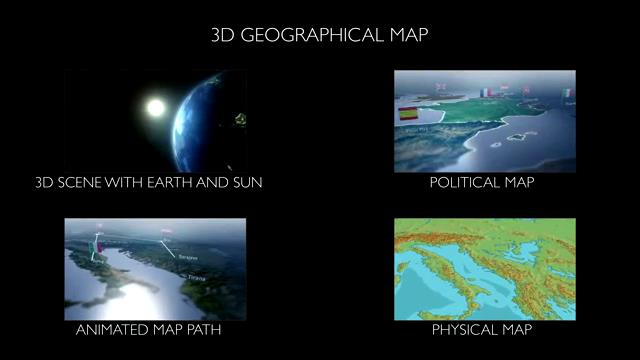 三维地理地图主题动画制作AE模板，含多个内容-1