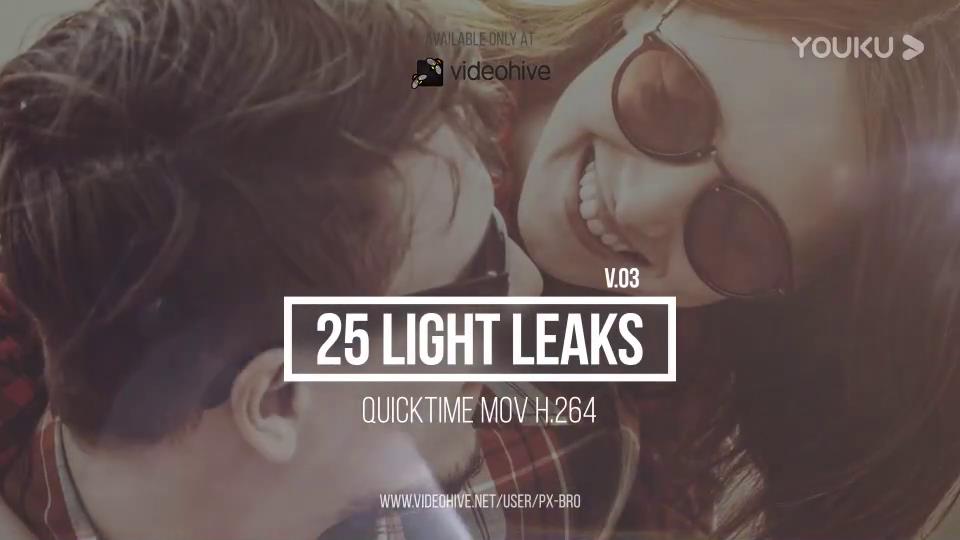 镜头漏光炫光光晕动画素材25个 Light Leaks Pack v3-1