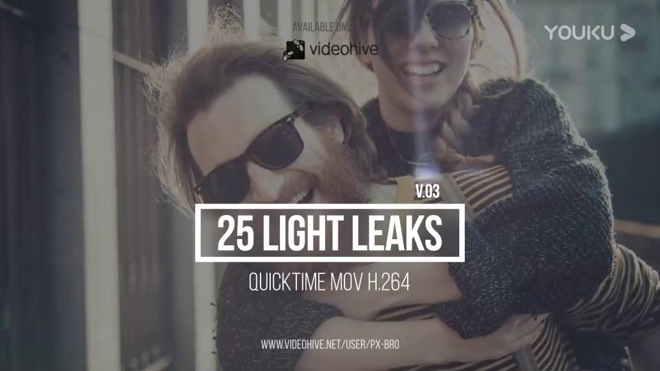 镜头漏光炫光光晕动画素材25个 Light Leaks Pack v3-3