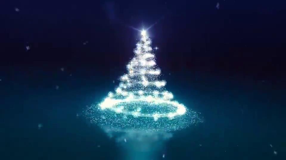 雪花中唯美的粒子星光圣诞树开场动画-1