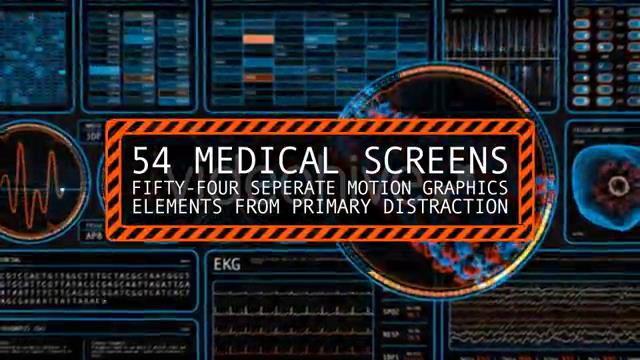 54个医学医疗主题的HUD全息科技元素视频素材-1