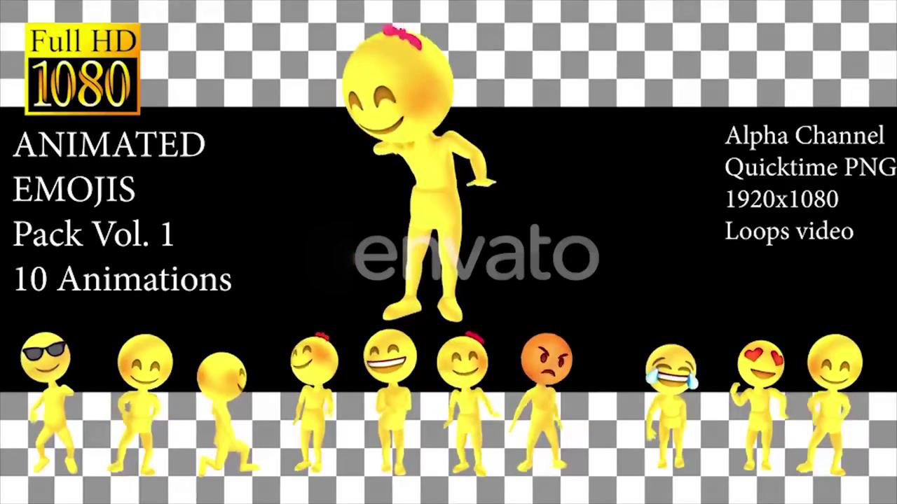 第一季可爱卡通Emojis表情人物动画素材10个带透明通道-3