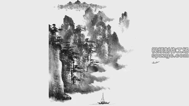 中国风 水墨 山水画 创意 设计 元素-1