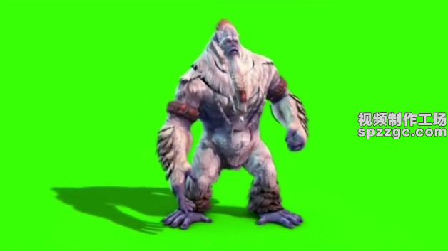 怪物白大猩猩绿屏素材绿幕抠像素材-2