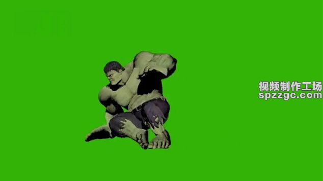 绿巨人躺着爬起愤怒绿屏素材绿幕抠像-2