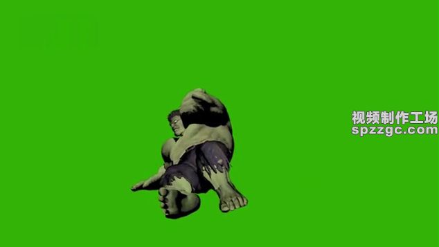 绿巨人躺着爬起愤怒绿屏素材绿幕抠像-3