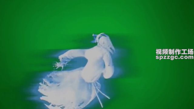 白色幽灵纸人攻击绿屏素材绿幕素材-3