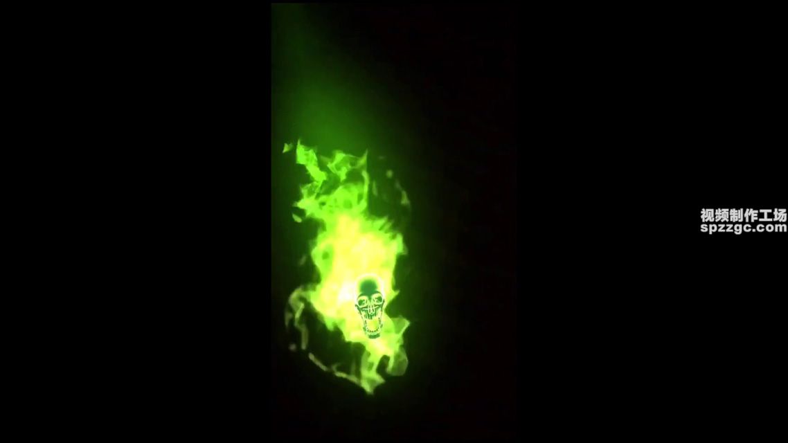 绿火焰骷髅幽灵绿屏素材绿幕素材-2
