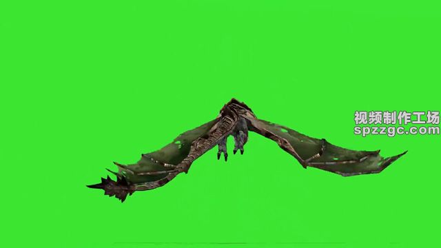 怪兽蝙蝠飞行落地绿屏素材绿幕素材-1