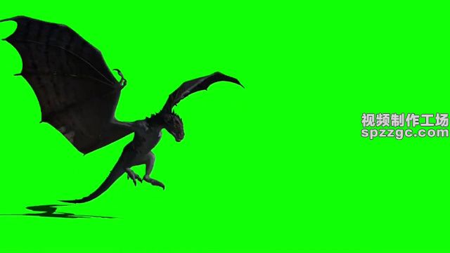 怪兽蝙蝠着地喷火绿屏素材绿幕素材-2
