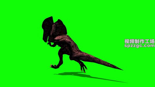 恐龙疯狂奔跑绿屏素材绿幕素材抠像-3