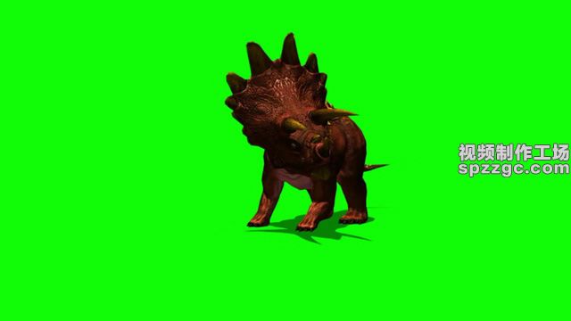 恐龙三角龙环顾怒吼绿屏素材绿幕素材-2