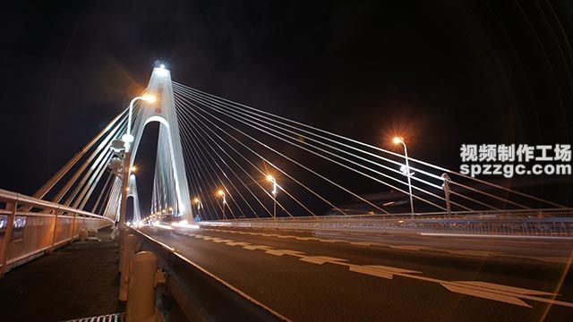 世纪大桥夜景延时摄影流光海南海口-1