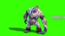怪物白大猩猩绿屏素材绿幕抠像素材