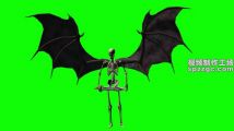 骷髅人拿剑蝙蝠翅膀绿屏素材绿幕素材