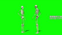 两个骷髅人站着聊天绿屏素材绿幕素材