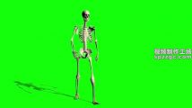 骷髅骨头走路散步绿屏素材绿幕素材